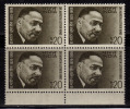 India MNH 1969,  Block Of 4,  Martin Luther King,, Human Rights Leader, Famous People Of United States, USA - Blocks & Kleinbögen