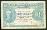 MALAYA , 10 CENTS 1.7.1941. P-8 , UNIFACE - Andere & Zonder Classificatie