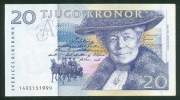 SWEDEN , 20 KRONOR ND (1991) , P-61a , AUNC - Sweden