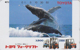 Télécarte JAPON / 110-011 - ANIMAL - BALEINE / Chariot élévateur TOYOTA - WHALE JAPAN Phonecard - WAL Telefonkarte - 688 - Delfines