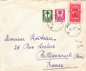 Melle 1953 - Letter To France - Lettre Brief - 3 Timbres à Surtaxe - Punktstempel