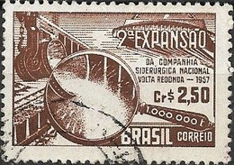 BRAZIL 1957 Nat Steel Company's Expansion Campaign - 2cr50 Volta Redonda Steel Mill, And Molten Steel FU - Oblitérés