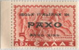 SI53D Italia Regno Grecia Isola Italiana Di PAXO Mitologica  5 D.1941 Nuovo MNH Soprast. In Nero E Al Retro In Azzurro - Îles Ioniennes