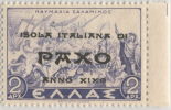 SI53D Italia Regno Grecia Isola Italiana Di PAXO Mitologica  2 D.1941 Nuovo MNH Soprast. In Nero E Al Retro In Azzurro - Isole Ionie
