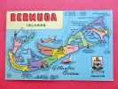 Bermuda   Linen Map Of Island  1958 Cancel =ref 552 - Bermuda