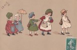 ¤¤  - Illustrateur " Ethel PARKINSON "  -  Groupe De Petites Filles  -  Ombrelle , Parapluie   -  ¤¤ - Parkinson, Ethel