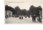 Litho Bruxelles Brüssel Entree Du Bois De La Cambre Personen Sw Sonnenschirm Damen 1910 - Musei