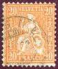 Schweiz 1882 Zu#48 Mi#40 20Rp. Orange Faserpapier Sitzende Helvetia - Gebruikt