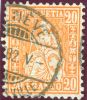 Schweiz 1882 Geneve Zu#48 Mi#40 20Rp. Orange Faserpapier Sitzende Helvetia - Used Stamps