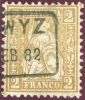 Schweiz 1882 Zu#44 Mi#36 2Rp. Oliv Faserpapier Sitzende Helvetia - Usados