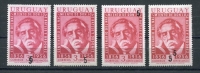 Uruguay 1958 Sc 626 MNH Overprint RARE Varieties (x4). Only 100 Each Known. Double, Misplaced - Oddities On Stamps