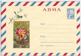 Russia USSR 1967 Bird Birds Tit Flower Flowers Fauna - 1960-69