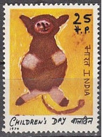 India MNH 1974, Childrens Day., Art Painting, "Cat", Animal - Ungebraucht