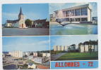 ALLONNES (Sarthe) - CP - Place De L´église Voitures Anciennes Renault 4 SIMCA 1500, Piscine, Hôtel De Ville - 1976 - Allonnes
