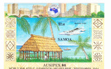 Samoa 1984 Ausipex Stamp Exhibition Airplane Hut S/S MNH - Samoa (Staat)