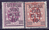 BELGIË - OBP -  1932 - Nr 333/34 - MNH** - Cote 28.00€ - Typo Precancels 1929-37 (Heraldic Lion)