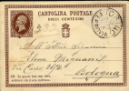 INTERO REGNO VITTORIO EMANUELE II 10 C 1877 TORINO X BOLOGNA - Entero Postal
