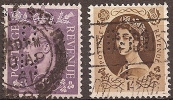 GREAT BRITAIN - Perfin - Two Different QE II Perfed "OH" And "BM/I". Used - Perfins