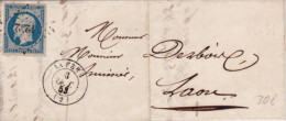 AISNE - 1853 - LETTRE De LA FERE (PC N°1252) Pour LAON Avec 25c REPUBLIQUE (RARE) - 1852 Luigi-Napoleone