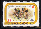 Turks & Caicos MNH Scott #358 $2 Cycling - 11th Commonwealth Games, Edmonton, Alberta, Canada - Turcas Y Caicos