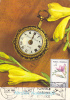 CLOCK, FLOWERS, 1986, CM. MAXI CARD, CARTES MAXIMUM, ROMANIA - Horlogerie