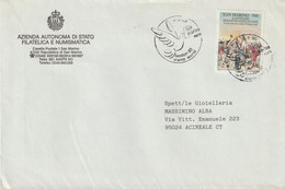 20-San Marino-Storia Postale 1989-Sport Olimpico - Cartas & Documentos