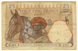 Afrique Occidentale  -  West Africa  -   25 Francs  -  12/8/1937  -  Chiffre Bleu  -  P. 22 - Andere - Afrika