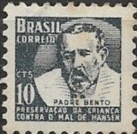 BRAZIL 1954 Obligatory Tax. Leprosy Research Fund. - Father Bento - 10c - Slate MH - Unused Stamps
