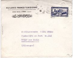 TUNISIE - 1933 - ENVELOPPE COMMERCIALE (HUILERIE) De SFAX Avec DAGUIN Pour HALLE (GERMANY) - Briefe U. Dokumente