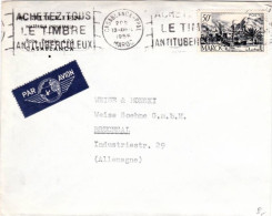 MAROC - 1957 - ENVELOPPE COMMERCIALE Par AVION De CASABLANCA Pour BRUCHSAL (GERMANY) - MECA ANTITUBERCULOSE - Lettres & Documents