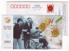 The Elderly People Wheelchair,China 2001 Century Old Man Health Greeting Advertising Pre-stamped Card - Handicap