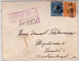 USA - 1919 - ENVELOPPE RECOMMANDEE De NEW YORK Pour ZÜRICH (SUISSE) - CACHET OVALE "N" - Lettres & Documents