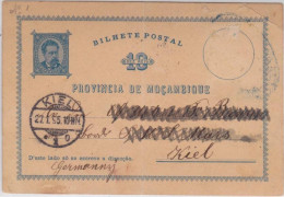 MOZAMBIQUE (PORTUGAL) - 1895 - CARTE POSTALE ENTIER ABIMEE Pour KIEL (GERMANY) - - Mosambik