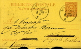 BIGLIETTO POSTALE REGNO UMBERTO I 20 C.VG 1892 VENEZIA X NOVARA POI X GENOVA - Stamped Stationery