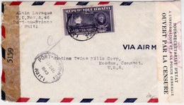 HAÏTI - 1943 - ENVELOPPE Par AVION De PORT AU PRINCE Pour MOODUS (USA) Avec RARE DOUBLE CENSURE - Haiti