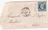 LT3422  Variété/n°10a Bleu Foncé/Lettre, Oblit  PC 1673 LAVAL(51), Deux Anneaux De Lune Perles NORD OUEST Et SUD EST - 1852 Louis-Napoléon