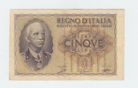 ITALY 5 Lire 1940 VF++ P 28 - Italia – 5 Lire