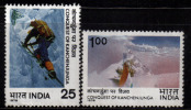 India MNH 1978, Set Of 2, Conquest Of Kanchenjunga, Mounteerring, Mountain, Nature, Glaciers., - Unused Stamps