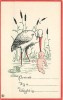 184333-Baby Arrival, Stecher No 638 E, Stork With Baby In Its Beak, Embossed - Naissance