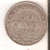 MONEDA DE PLATA DE CANADA - NEW FOUNDLAND 50 CENTS AÑO 1911 GEORGIUS V (COIN) SILVER,ARGENT. - Canada