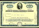 1969  Aktie  Hist. Wertpapier  ,   American General Insurance Company  -  100 Shares - Bank & Insurance