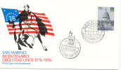 San Marino FDC 29-5-1976 U.S. Bi-Centennial 1776 - 1976 With Cachet - Indépendance USA