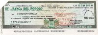 BANCA DEL POPOLO  /  Assegno Circolare _ Fino A 500.000 Lire - Altri & Non Classificati