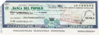 BANCA DEL POPOLO  /  Assegno Circolare _ Fino A 100.000 Lire - Sonstige & Ohne Zuordnung