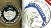 PALAU $2 DOLLARS MOTHER TERESA PEACE COLOURED FRONT EMBLEM BACK 2010 SILVER PROOF READ DESCRIPTION CAREFULLY!! - Palau