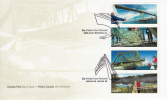 Canada FDC Scott #2103a Vertical Strip Of 4 50c Canadian Bridges - 2001-2010