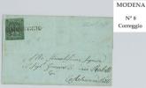 STORIA POSTALE - MODENA  - SASS. 8 - 5 CENT. VERDE OLIVA - LETTERA  DA CORREGGIO PER CASTELNUOVO NE' MONTI - RE - Modena