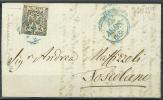 STORIA POSTALE - MODENA -  SASS. 4 - 25 CENT. CAMOSCIO CHIARO - LETTERA  LISTINO DA MODENA PER TOSCOLANO - Modène