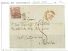 STORIA POSTALE - NAPOLI -  SASS. 9 A -  5 GRANA  CARMINIO VIVO  -  LETTERA PER ROMA DA NAPOLI VIE DI MARE - Napoli