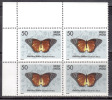 India MNH 1981, Block Of 4, 50p Butterflies, Butterfly, Insect - Blocchi & Foglietti